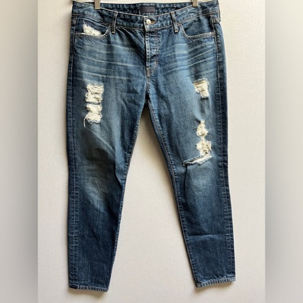 Koral Relaxed Skinny Distressed Denim Jeans Mid Rise Faded Blue Size 31